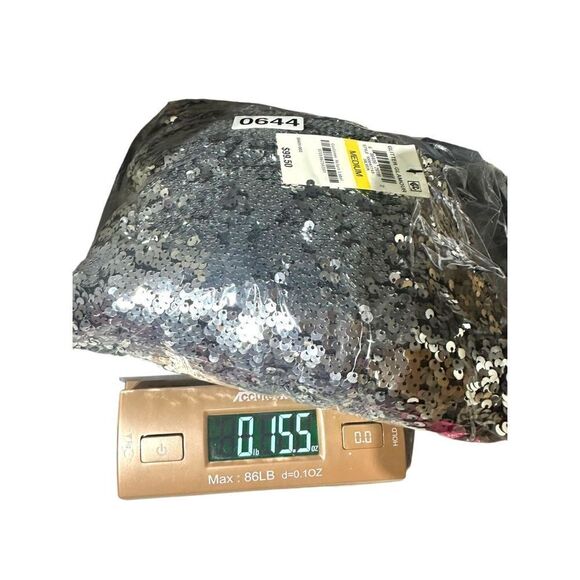 Bar lII Women's Silver Sequined Ruffled V-Neck Slip Dress Size Medium - Picture 10 of 10